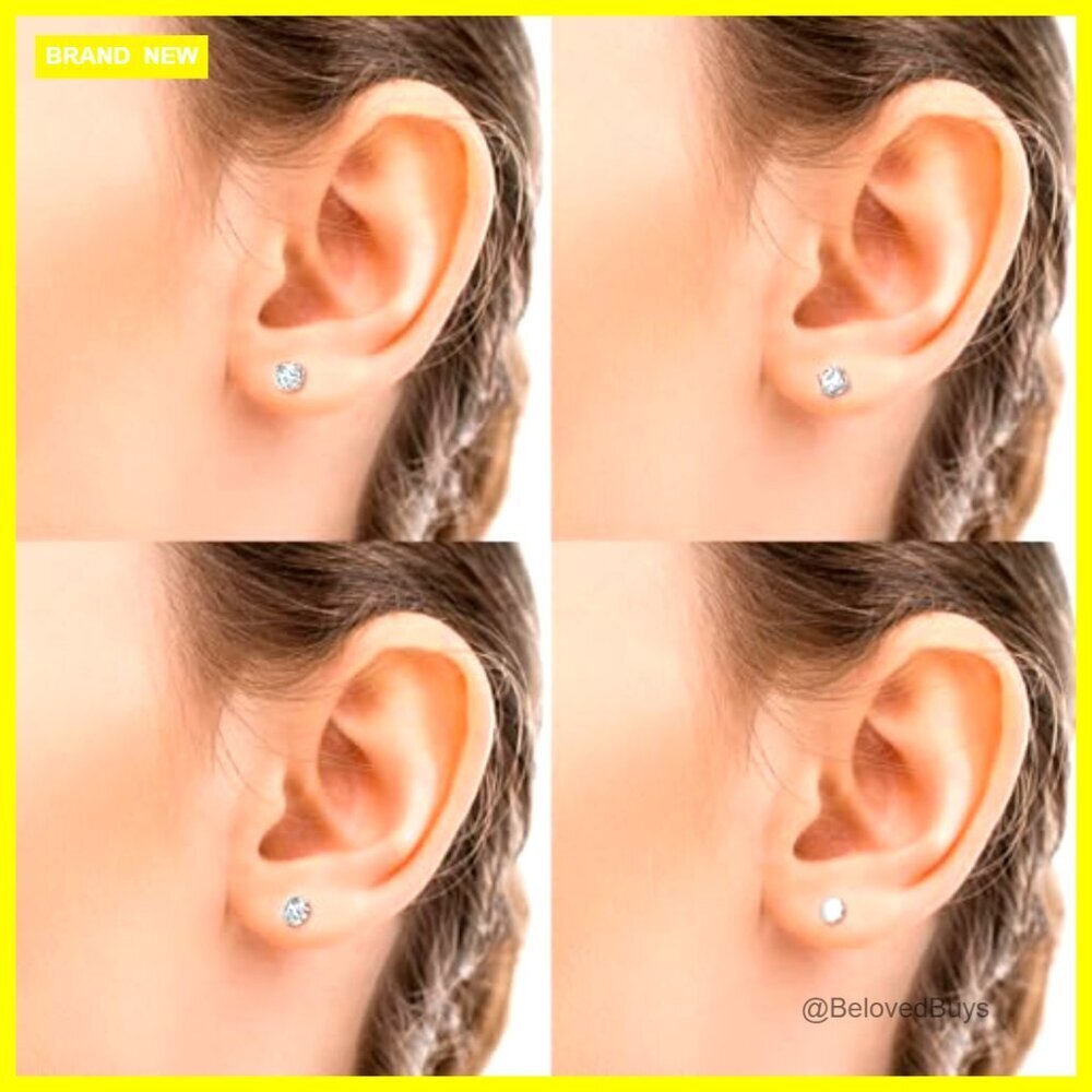Stainless Steel Magnetic Stud Earrings, Non-Piercing Design, 4 Pairs - Picture 4 of 6